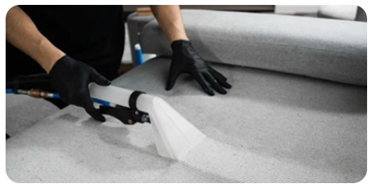 Profissional limpando sofá com resultados incríveis